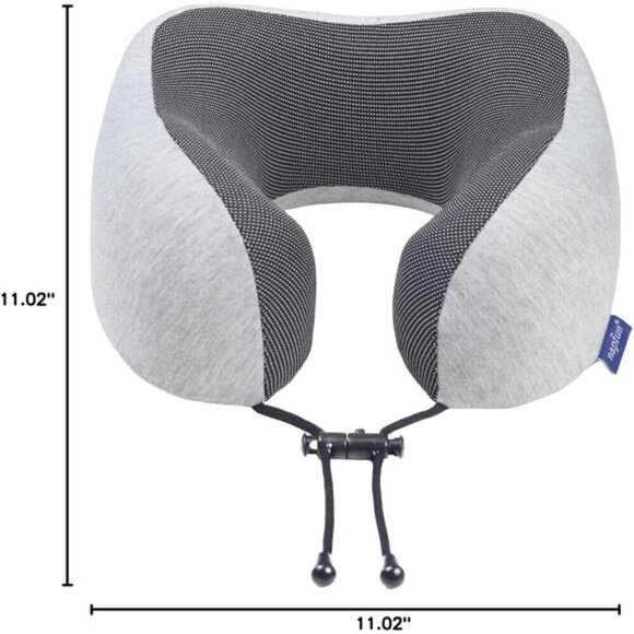 Memory Foam Travel Neck Pillow Airplane Headrest Portable Sleep Support Grey - Picture 2 of 7